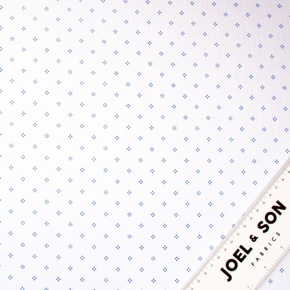 4 Blue Spot Printed White Cotton Shirting