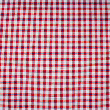 Blue & Red Linen & Cotton Check Shirting