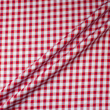 Blue & Red Linen & Cotton Check Shirting