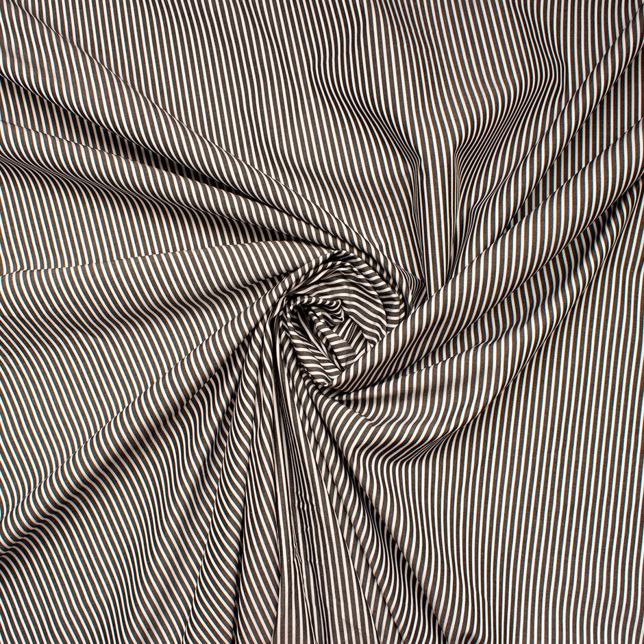 Black & Ivory Bengal Striped Cotton Shirting