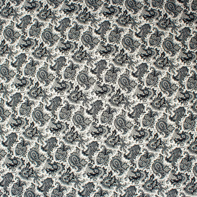 Grey Paisley Printed Cotton Poplin Shirting