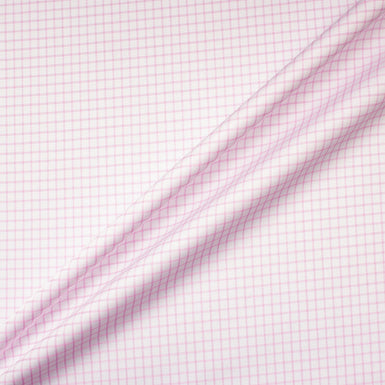 Pink Checkered White Luxury Cotton Shirting