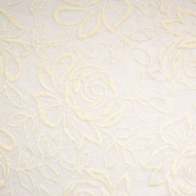 Cream Floral Flocked Chantilly Lace