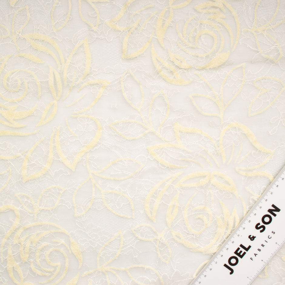 Cream Floral Flocked Chantilly Lace