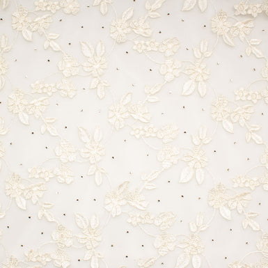 Swarovski Stone Embellished Cream Tulle (A 1.8m Piece)