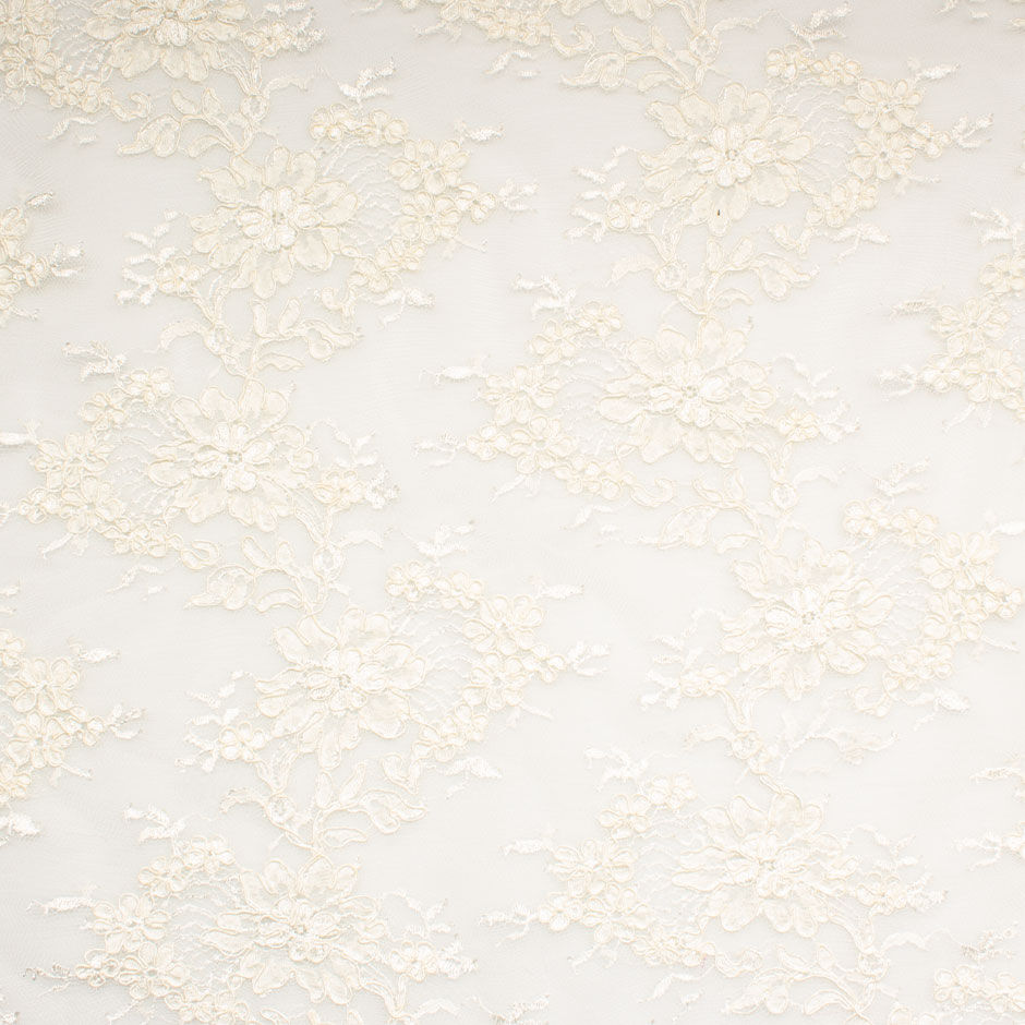 Cream Cotton Blend Corded Lace