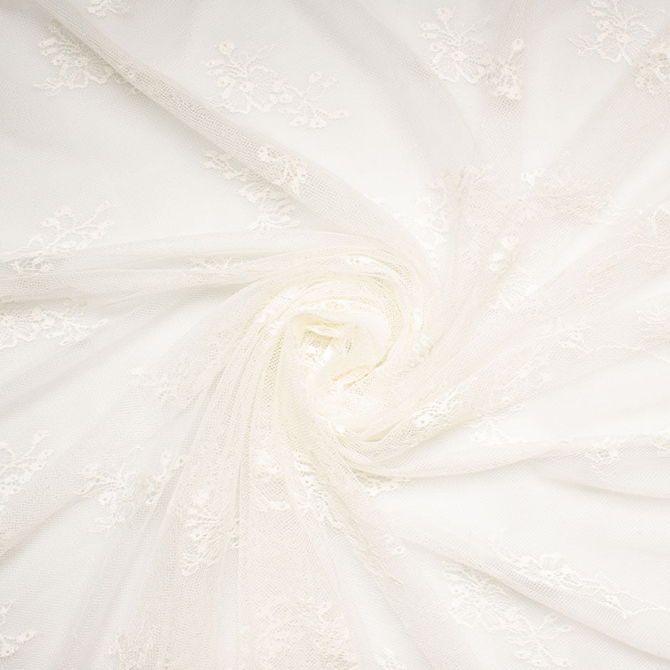 Rich Ivory Delicate Floral Chantilly Lace