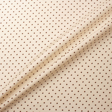 Brown Spotted Ivory Silk Shantung