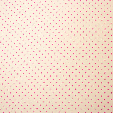 Candy Pink Spotted Ivory Silk Shantung
