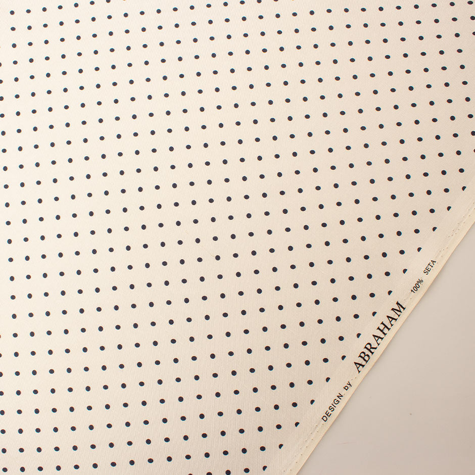 Blue Spotted Ivory Silk Shantung (A 2.15m Piece)