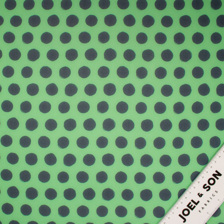 Blue Spotted Mint Green Pure Silk Georgette