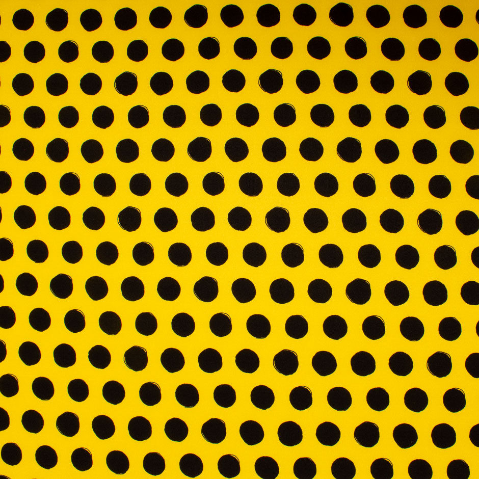 Jet Black Spotted Yellow Pure Silk