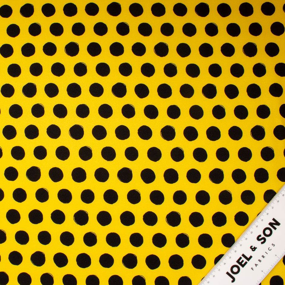 Jet Black Spotted Yellow Pure Silk