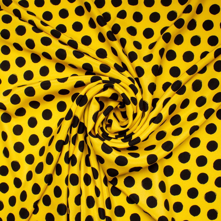 Jet Black Spotted Yellow Pure Silk