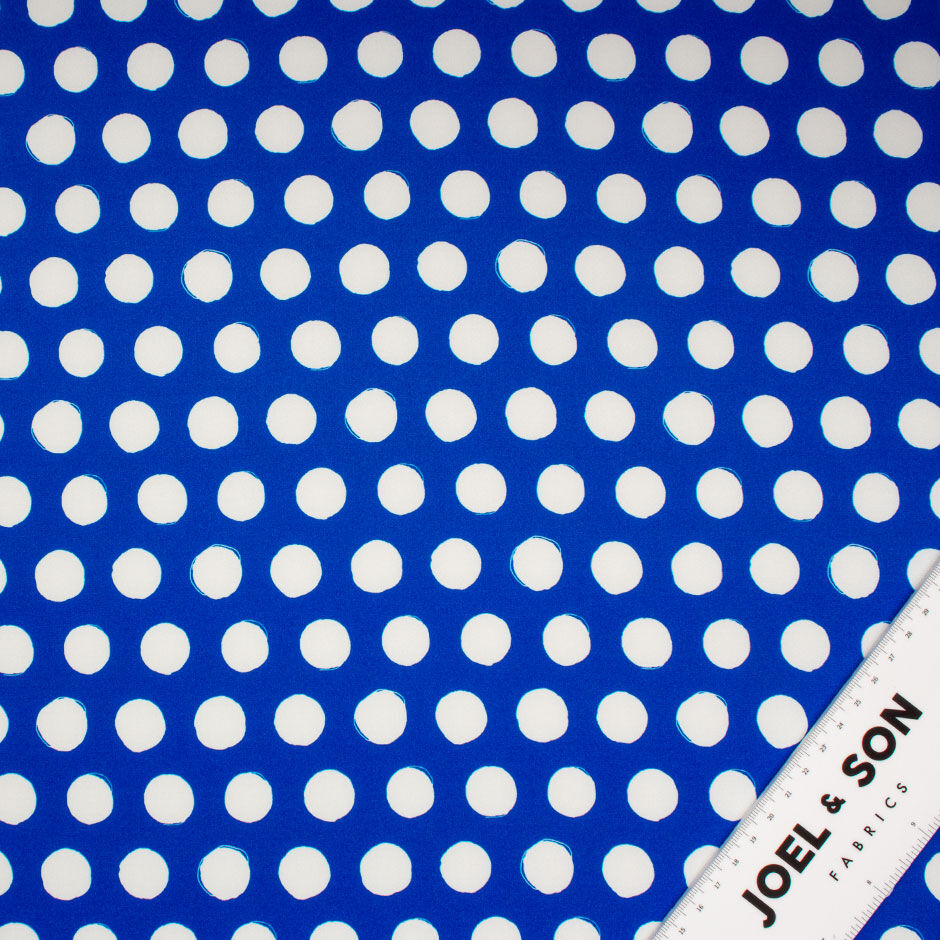 White Spot on Royal Blue Pure Silk