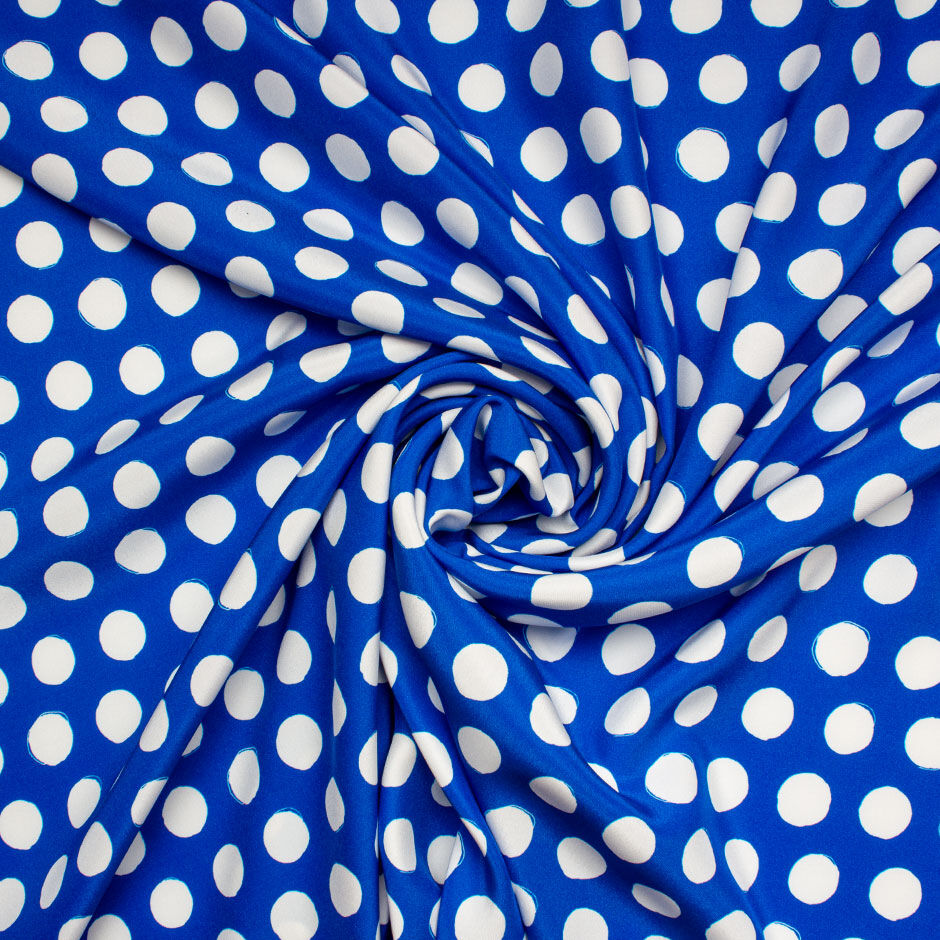White Spot on Royal Blue Pure Silk