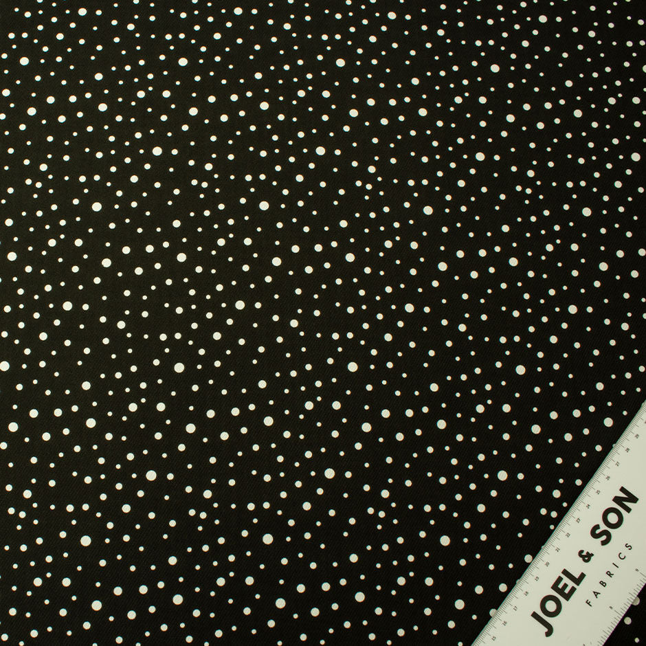 White Spotted Black Cotton Twill