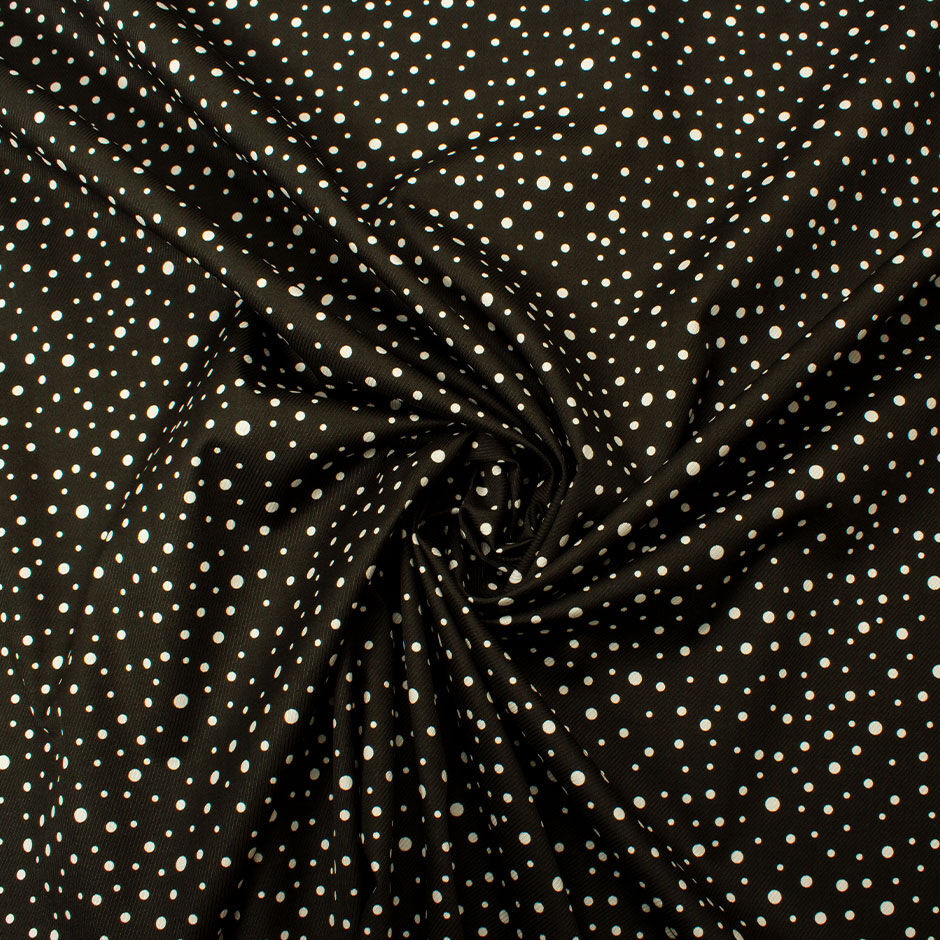 White Spotted Black Cotton Twill