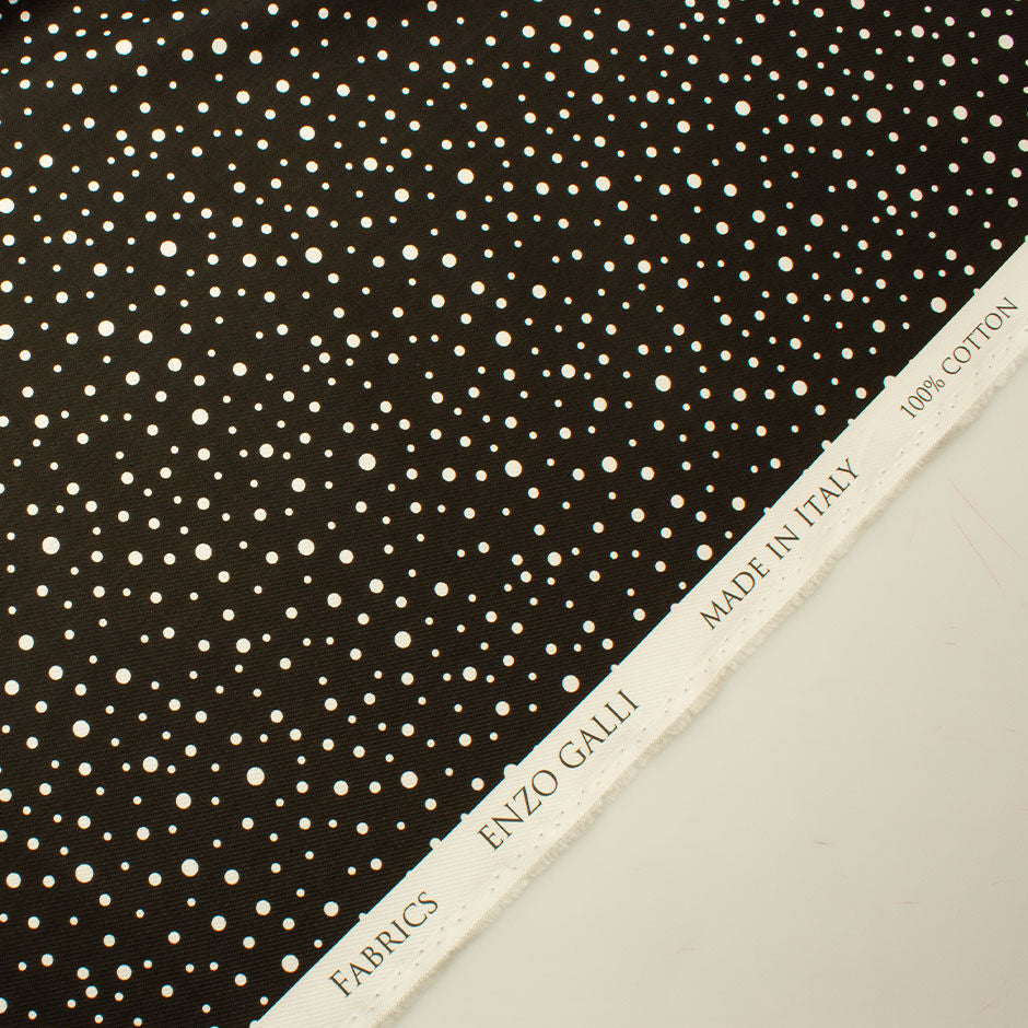 White Spotted Black Cotton Twill