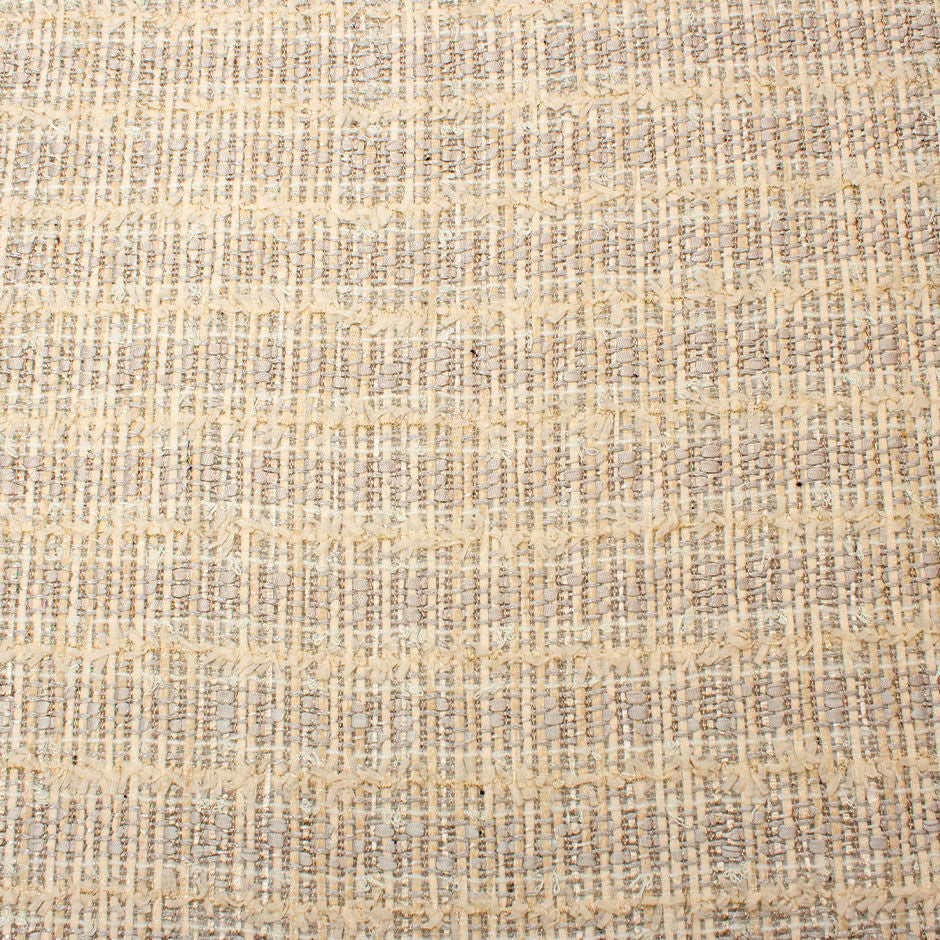 Pale Grey & Ivory Metallic Cotton Blend Bouclé