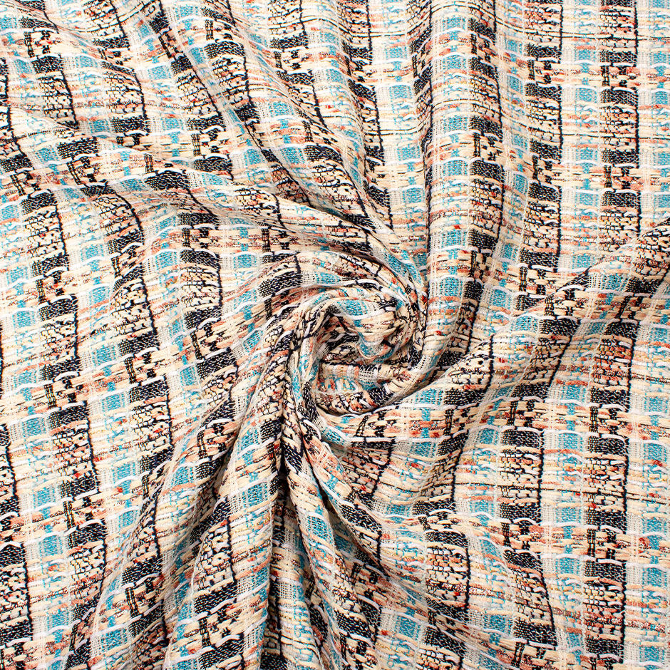 Navy & Sky Blue Metallic Ungaro Bouclé