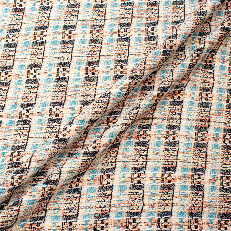 Navy & Sky Blue Metallic Ungaro Bouclé