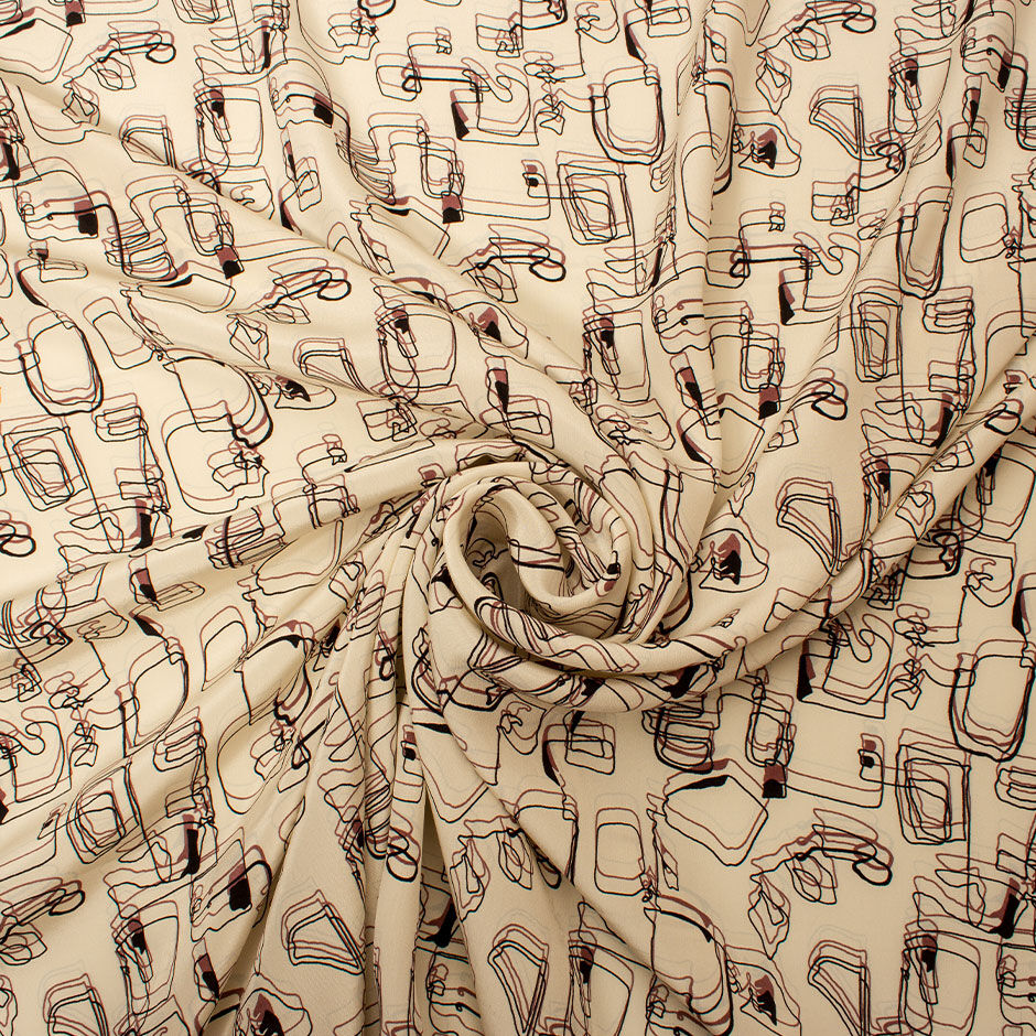 Dusty Plum & Black Double Vision Silhouette Printed Silk Satin