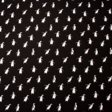 Penguin Printed Black Silk Twill (A 2.85m Piece)