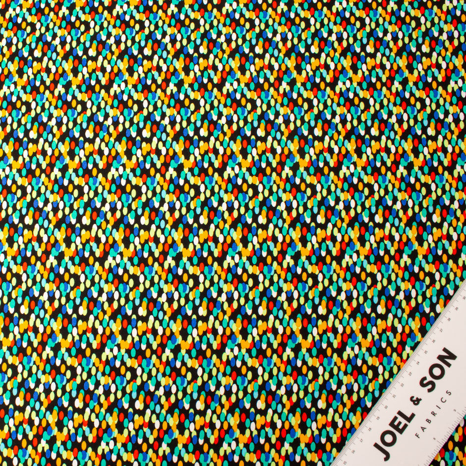 Green, Blue, Orange Oval Spotted Pure Sateen Cotton