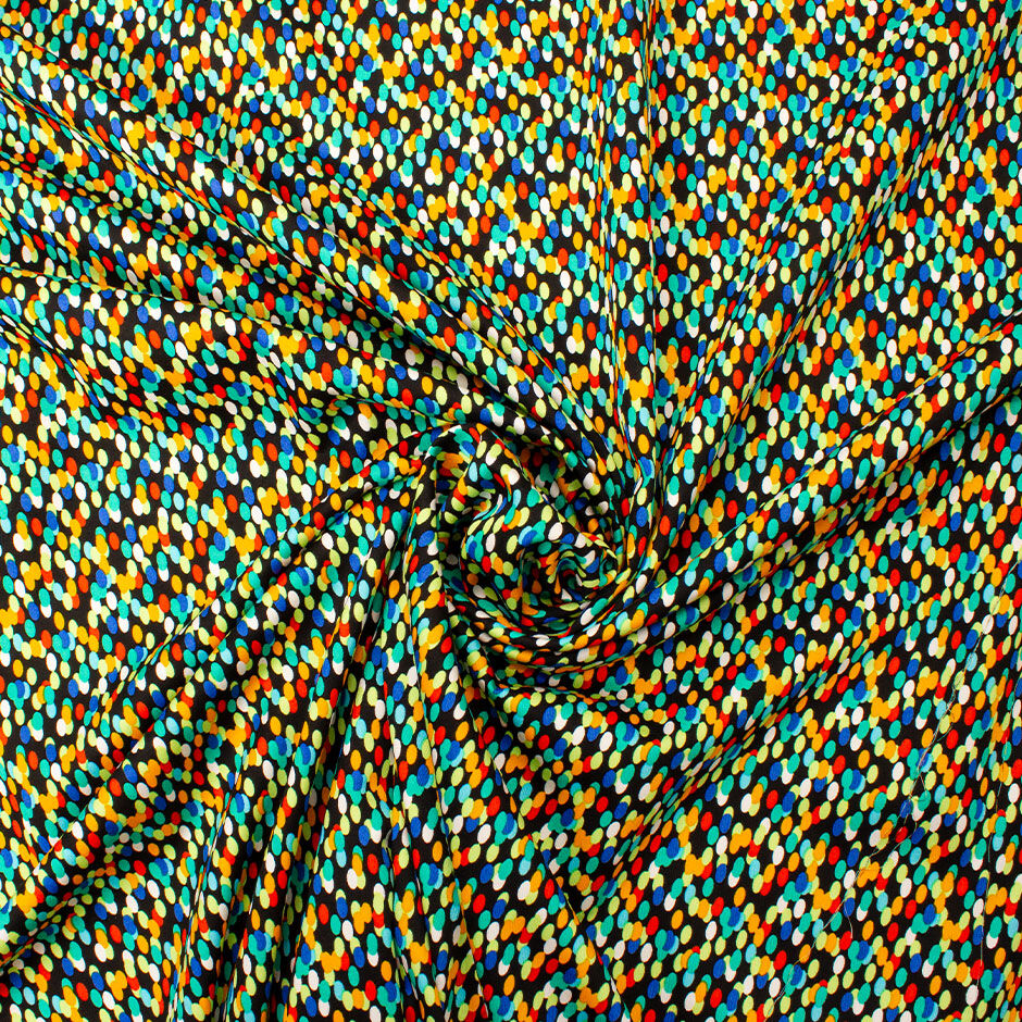 Green, Blue, Orange Oval Spotted Pure Sateen Cotton