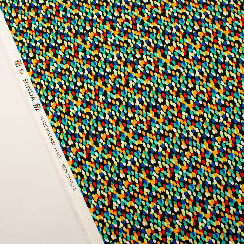 Green, Blue, Orange Oval Spotted Pure Sateen Cotton