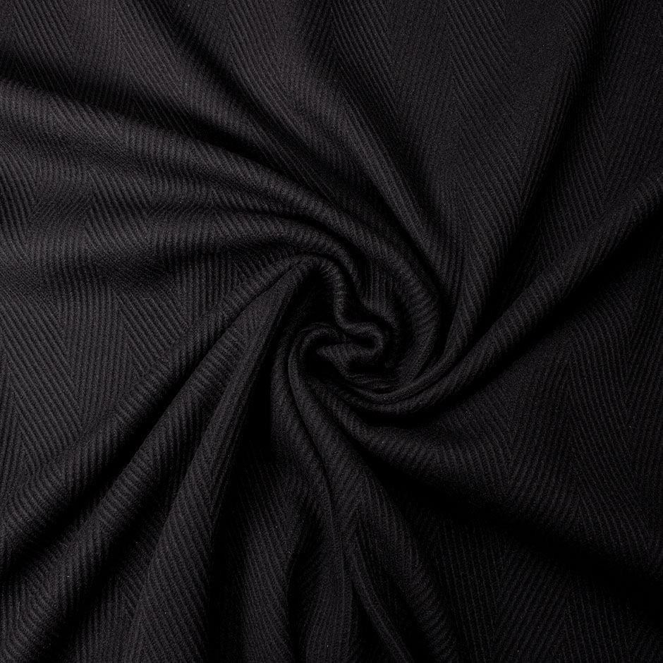 Large Herringbone Midnight Blue Wool Coating