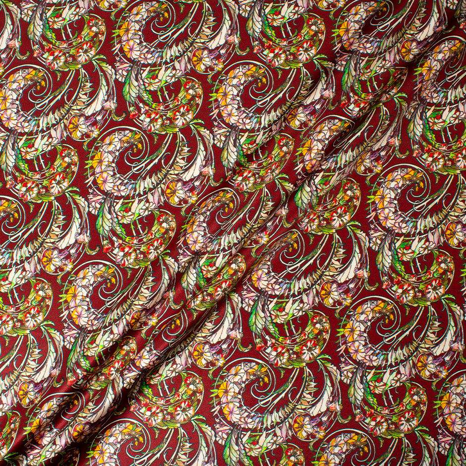 Floral Printed Rich Brown Silk & Viscose Blend