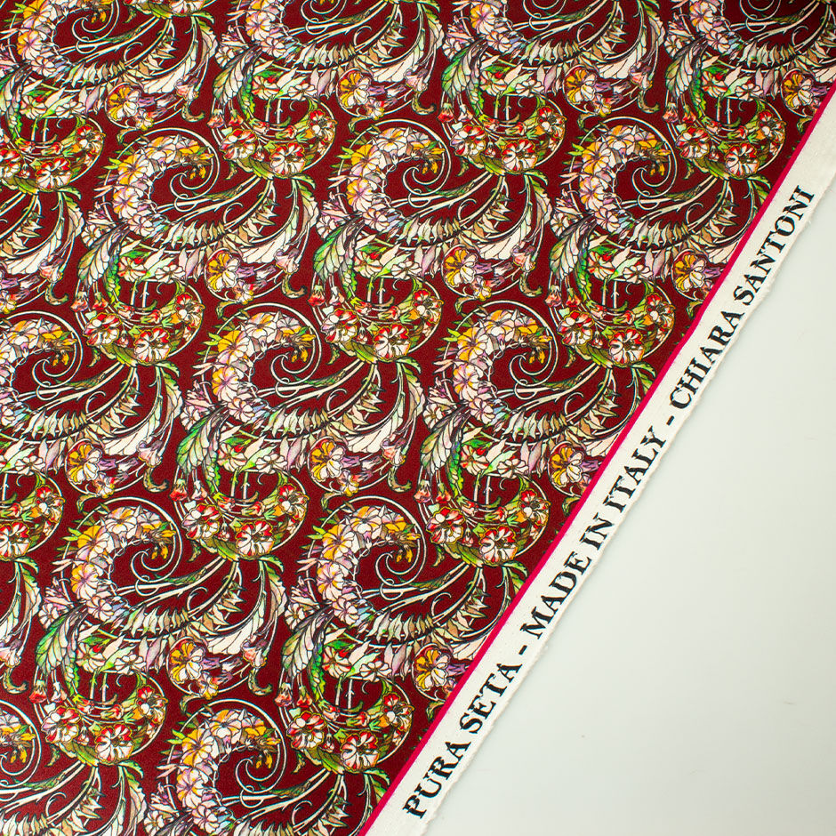 Floral Printed Rich Brown Silk & Viscose Blend