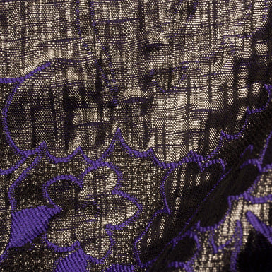 Rich Purple & Charcoal Grey Cloqué (A 2.45m Piece)