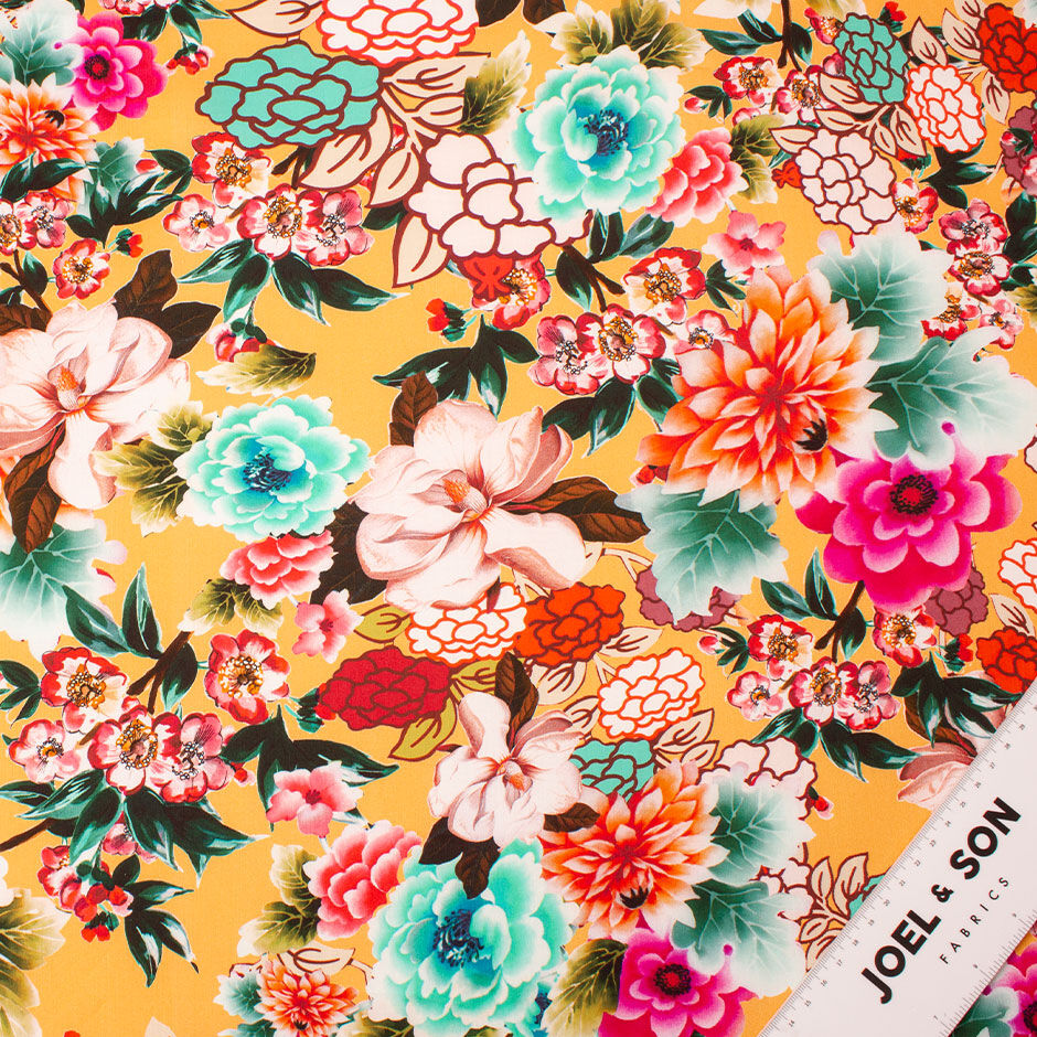 Floral Printed Apricot Lightweight Cotton (A 2.25m Piece)
