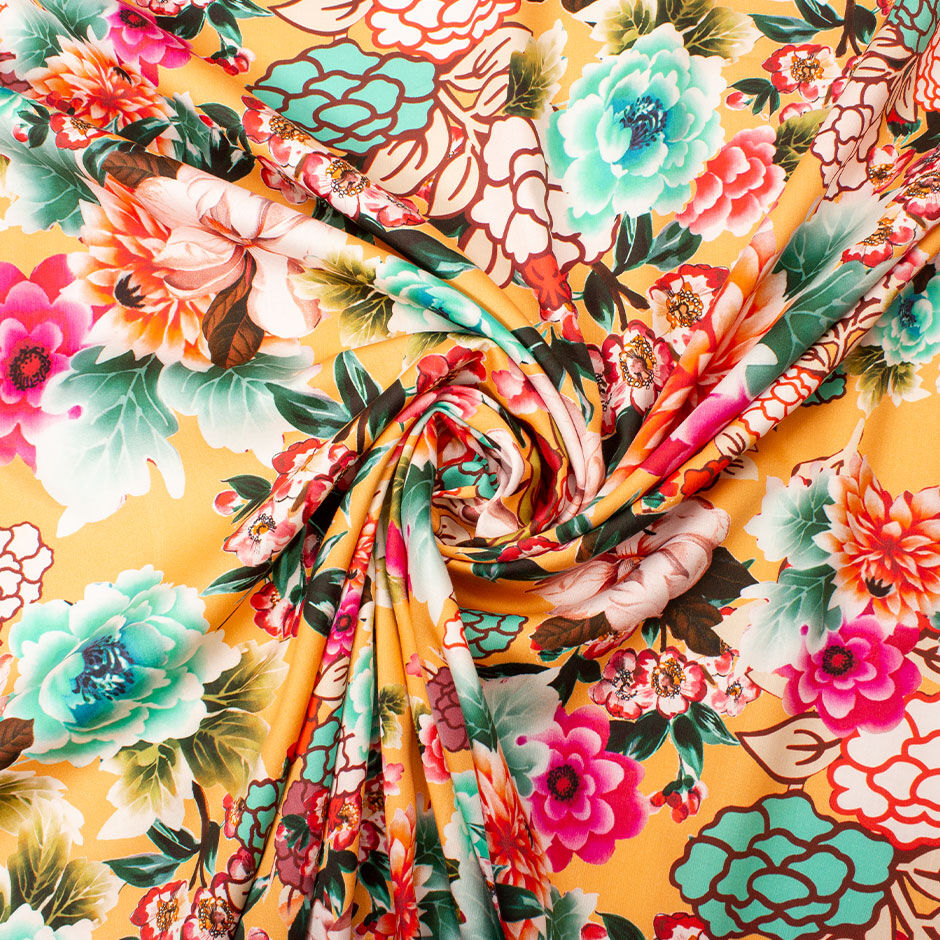 Floral Printed Apricot Lightweight Cotton (A 2.25m Piece)