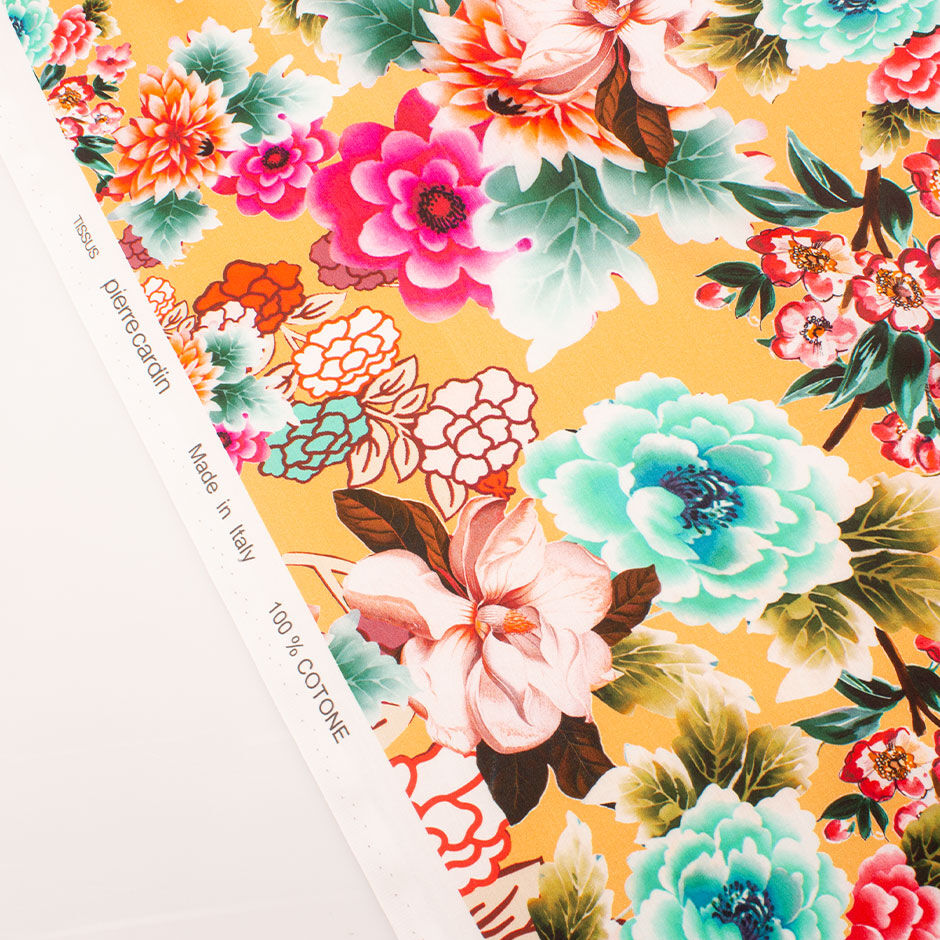 Floral Printed Apricot Lightweight Cotton (A 2.25m Piece)