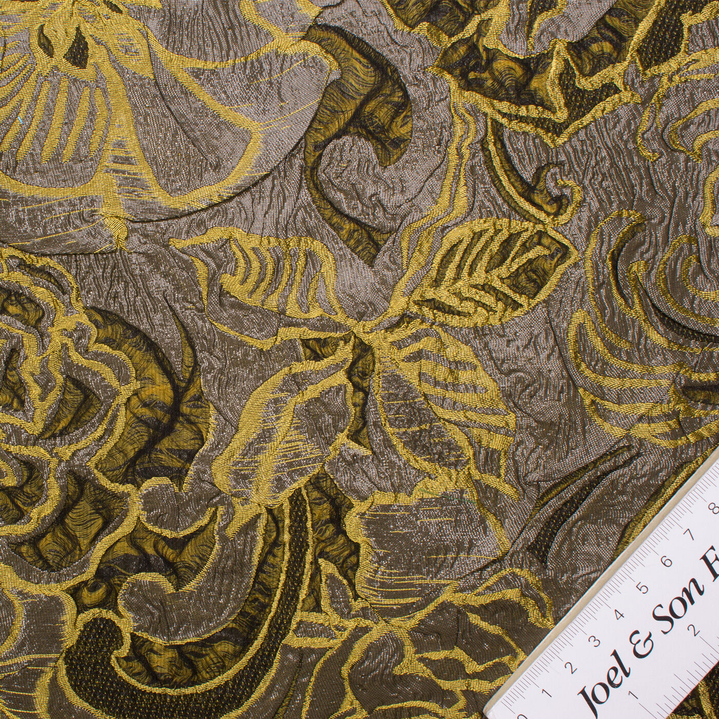 Khaki & Lime Floral Cloqué