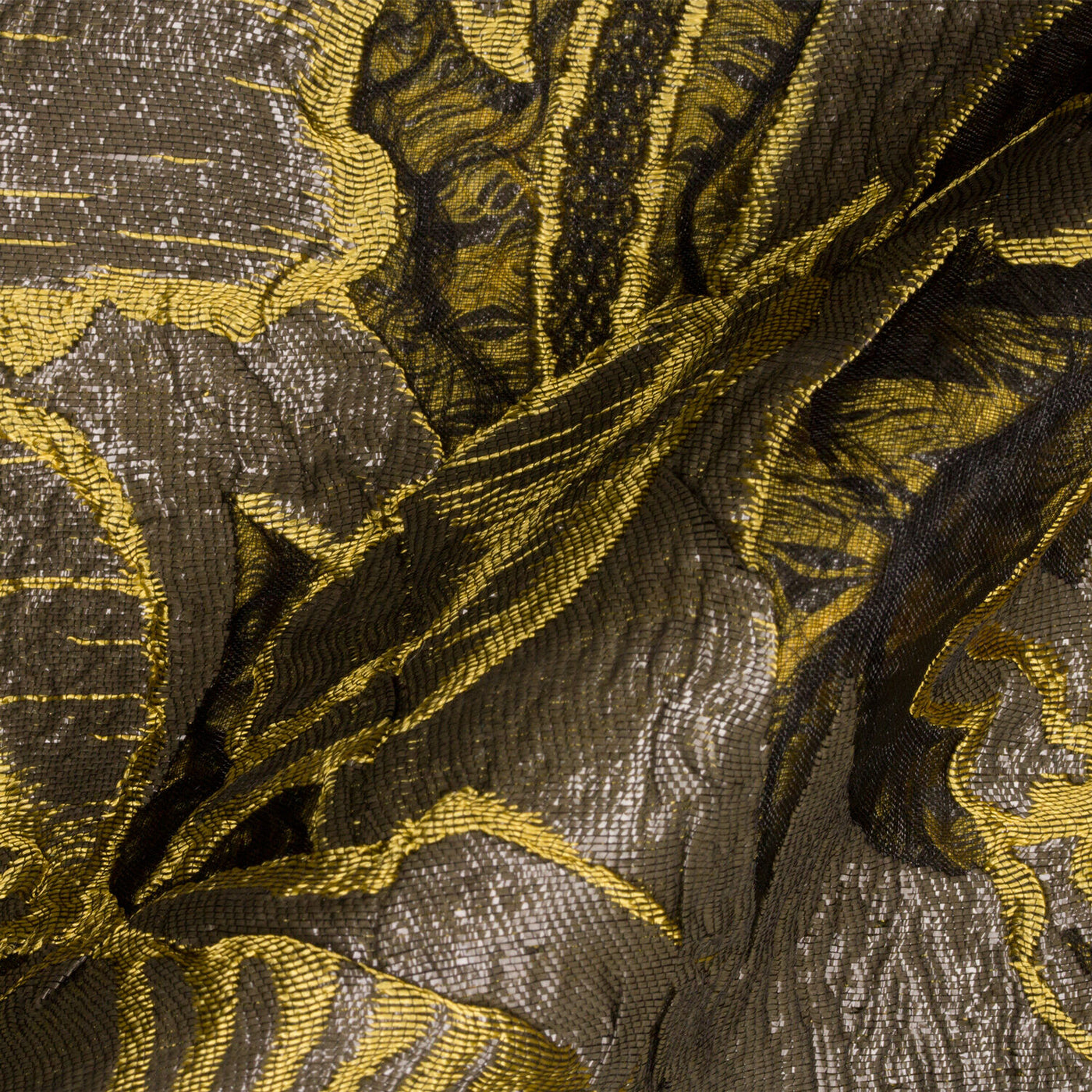 Khaki & Lime Floral Cloqué