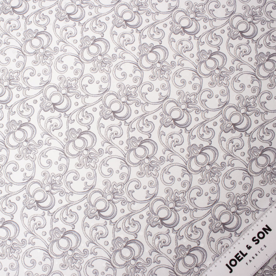 Grey & Blue Printed Silk Jacquard (A 2.40m Piece)