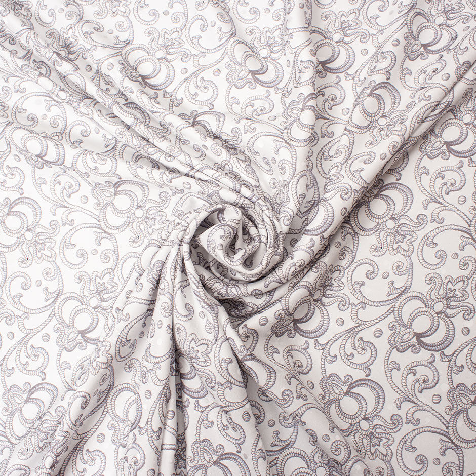 Grey & Blue Printed Silk Jacquard (A 2.40m Piece)