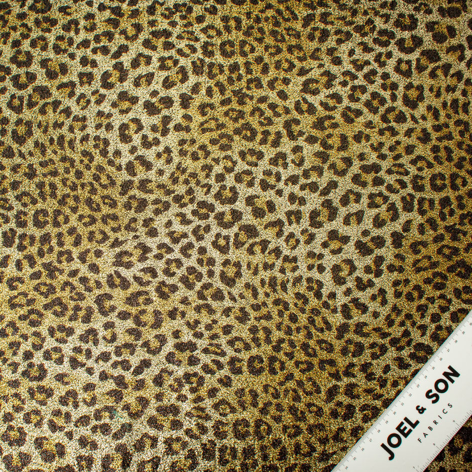 Black & Gold Metallic Animal Silk Blend Stretch Lamé