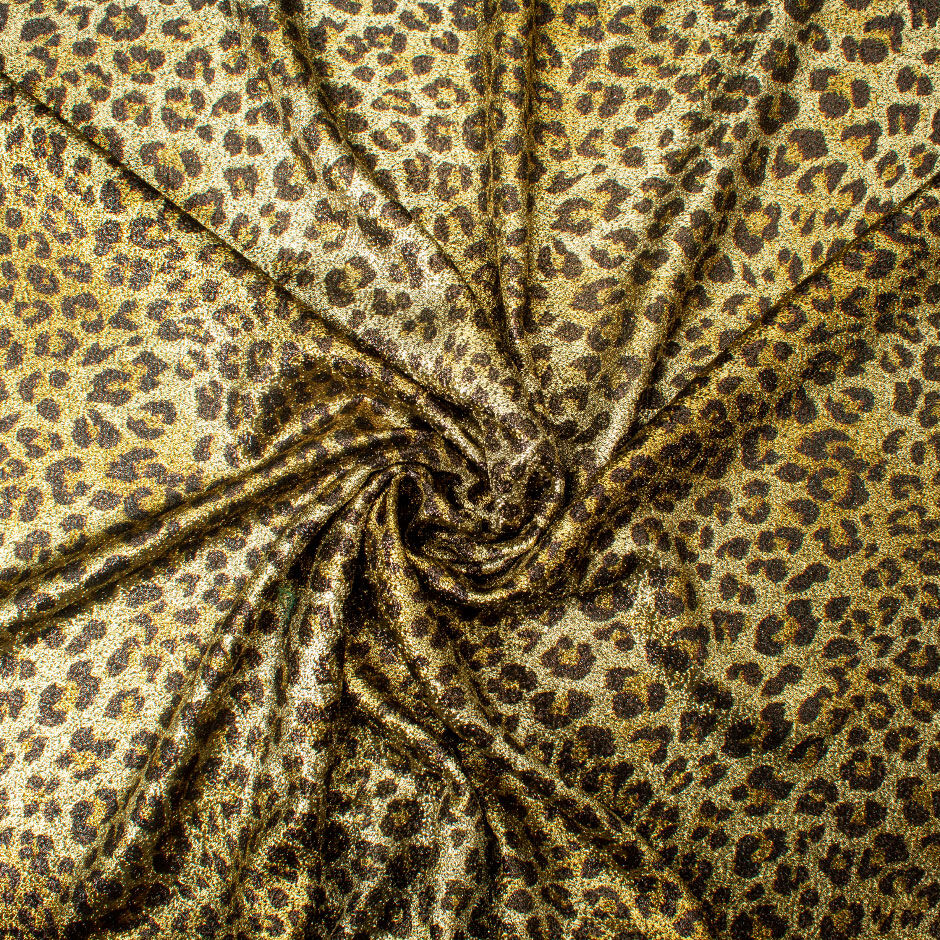 Black & Gold Metallic Animal Silk Blend Stretch Lamé
