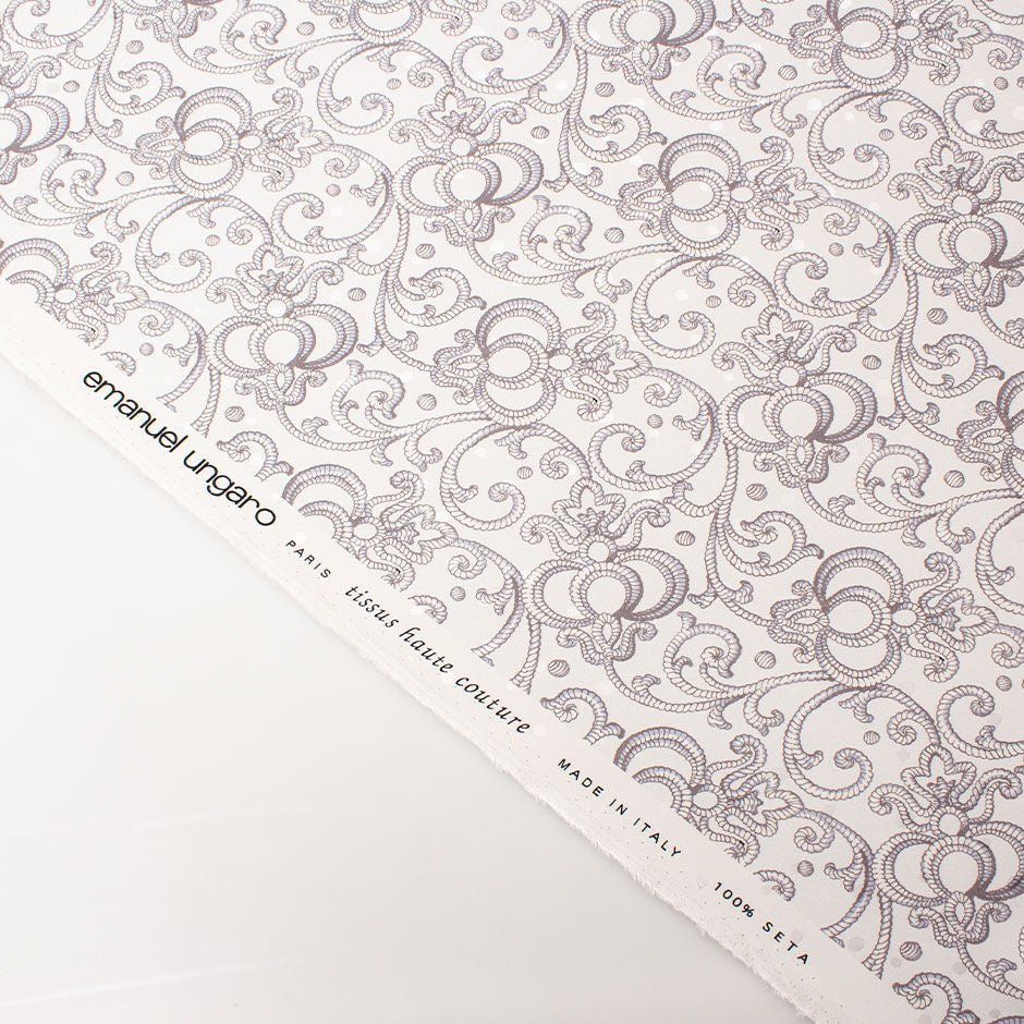 Grey & Blue Printed Silk Jacquard (A 2.40m Piece)