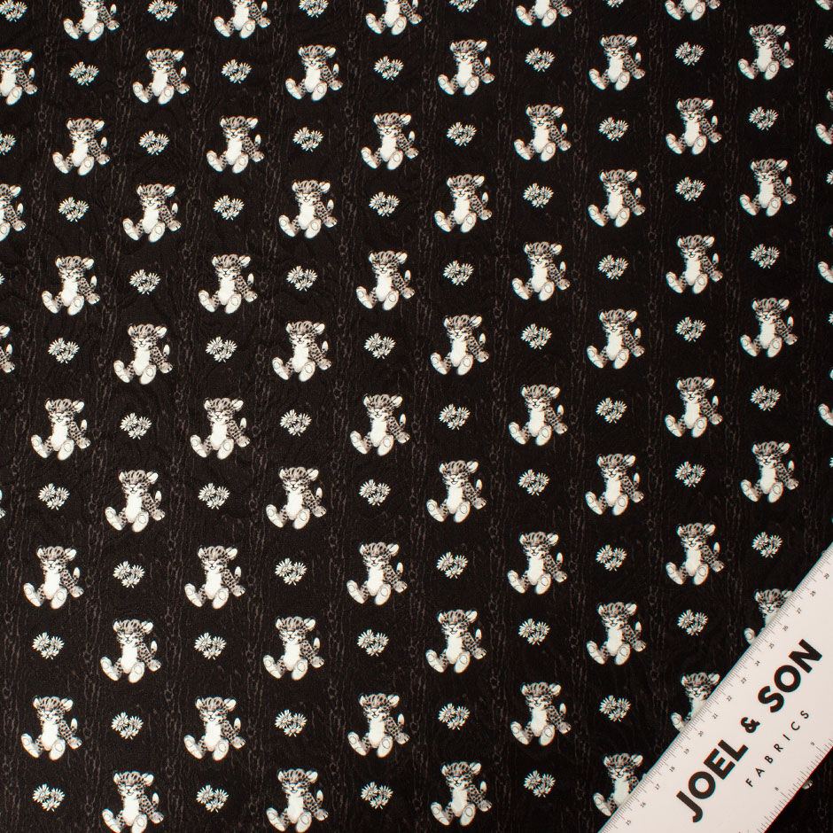 Tiger Cub Printed Black Silk Jacquard