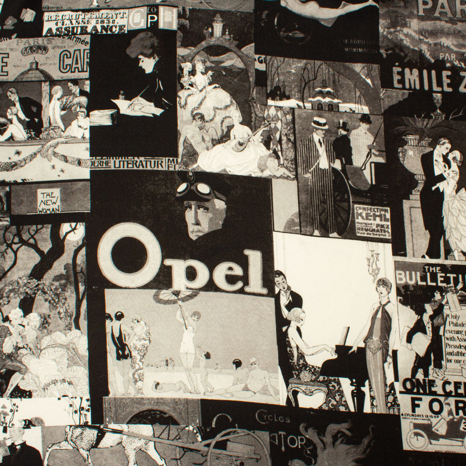 Vintage French Adverts Printed Silk Twill (A 2.30m Piece)