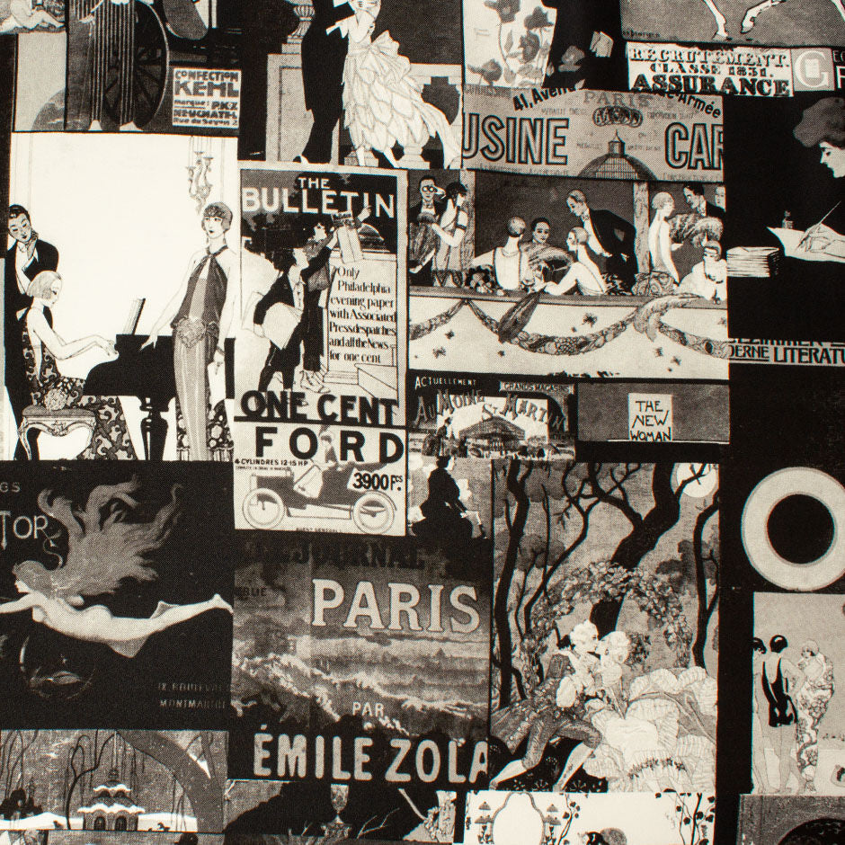 Vintage French Adverts Printed Silk Twill (A 2.30m Piece)