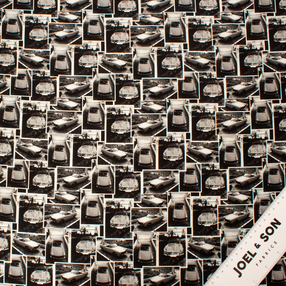 Monochrome Cars Printed Pure Silk Crêpe de Chine