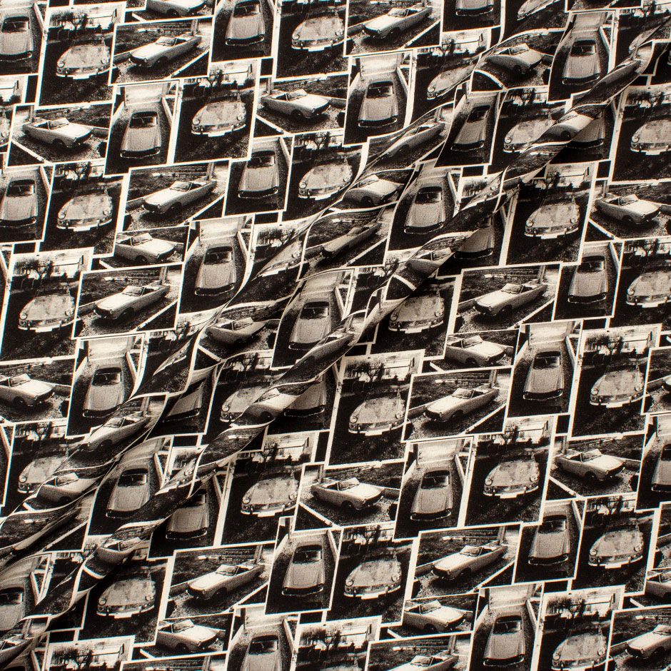 Monochrome Cars Printed Pure Silk Crêpe de Chine